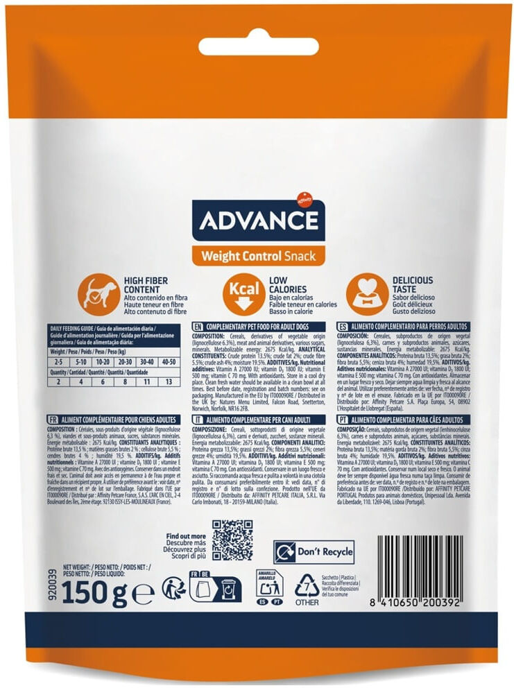 Advance Snack Dog Weight Control 150G
