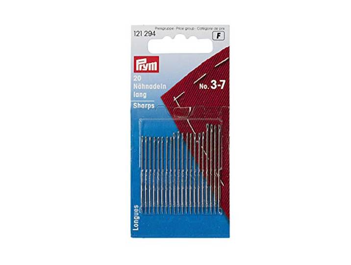Naald lang, Nr.3-7, zilver/goud, 20 stuks