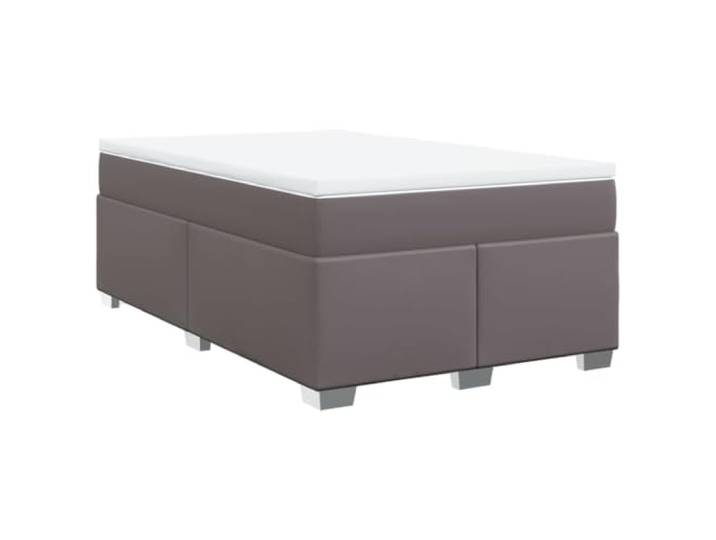 Makastle Boxspringbett mit Matratze Grau 120x200 cm Kunstleder Taschenfederkernmatratze