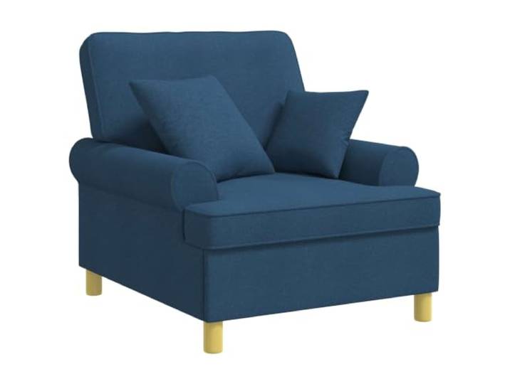 vidaXL XL-Sessel mit Kissen Blau Stoff Genieße eine bequeme und großzügige Sitzfläche. Der Stoff aus 100 % Polyester bietet hohen Sitzkomfort
