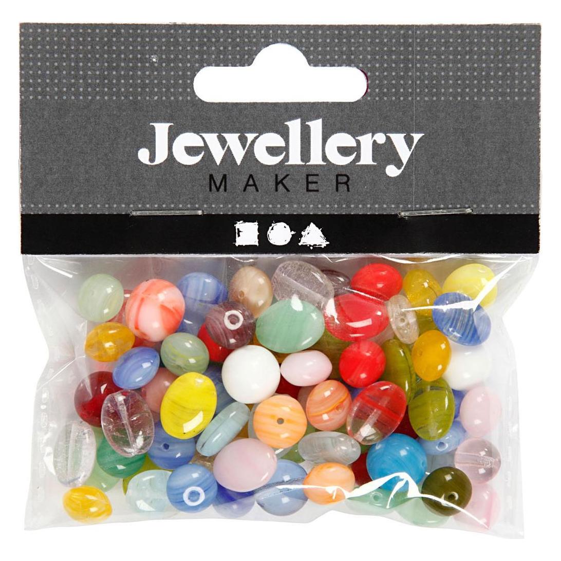 Creativ Company Verschiedene Glasperlen rund, oval, kreisförmig, 60 Gramm (5712854412988)