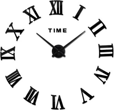 Inspire Picks 3D DIY Frameless Wall Clock Luminous Silent Modern Wall Decor Stickers 033 Black 3d 37 Inch (90cm)