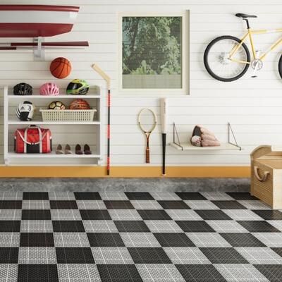 / 12 x 12 Inch Gray Interlocking Deck Tiles, Rosette Pattern Pack of 12