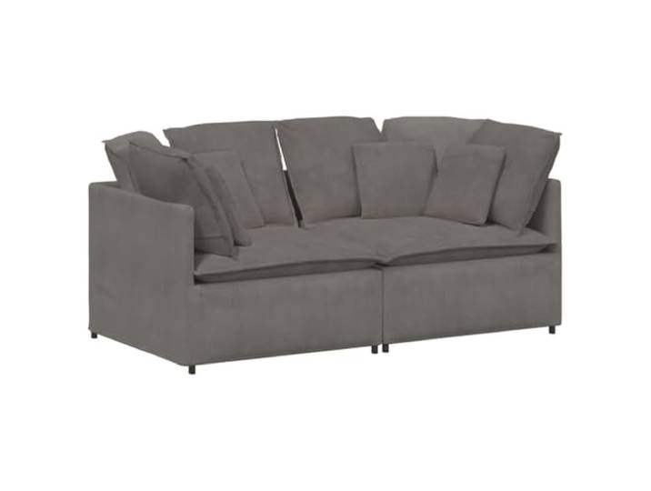 KUTYWEXFM Modulares Sofa 2er Set Ecksofa mit Kissen Cordstoff Hellgrau Flexibles Ecksofa Set aus weichem Cordstoff mit stabilem Metallgestell für Wohnzimmer und Gästezimmer.