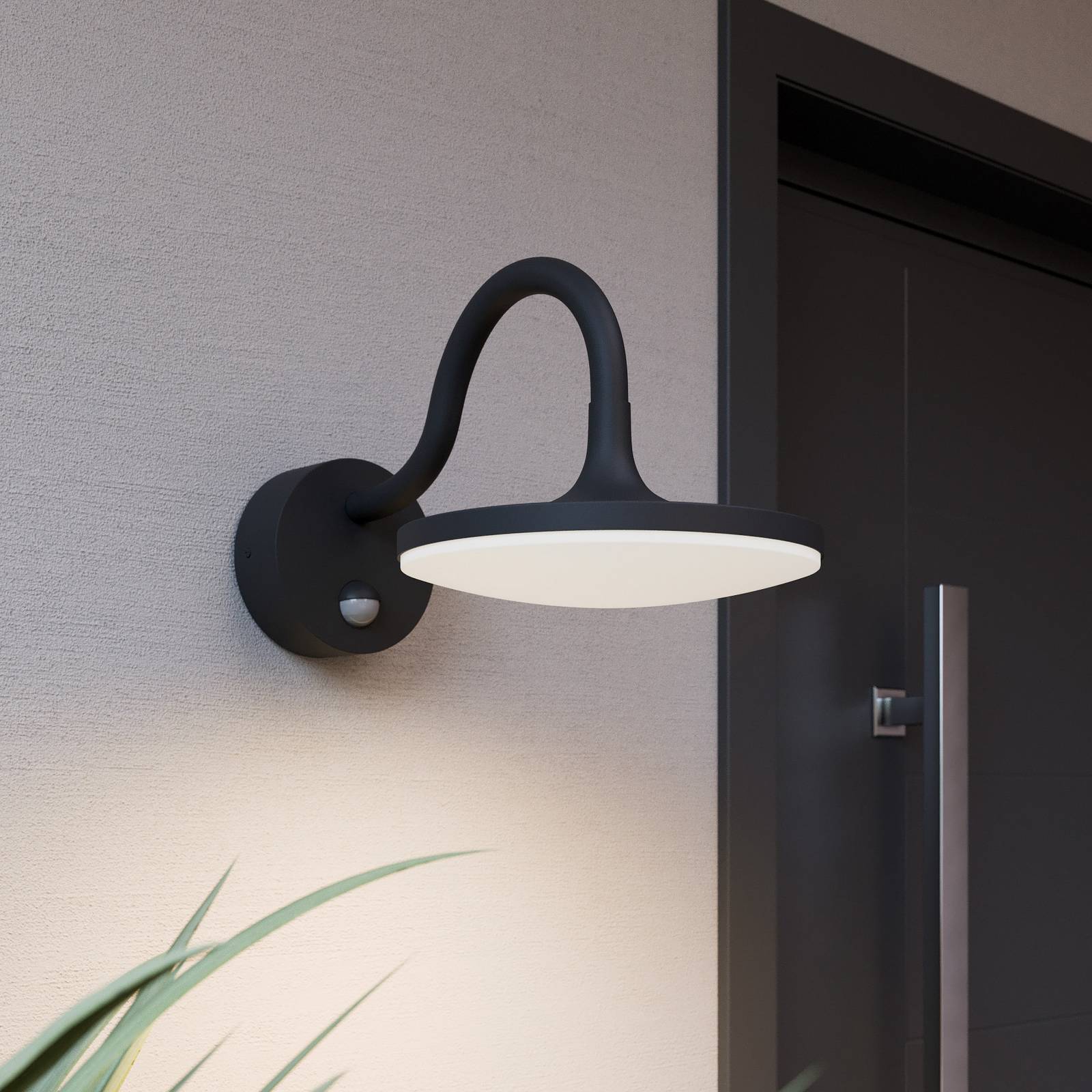 Outdoor Sensor Wall Light Fineria Arcchio, Black, Aluminium, Modern, Outdoor Wall Light