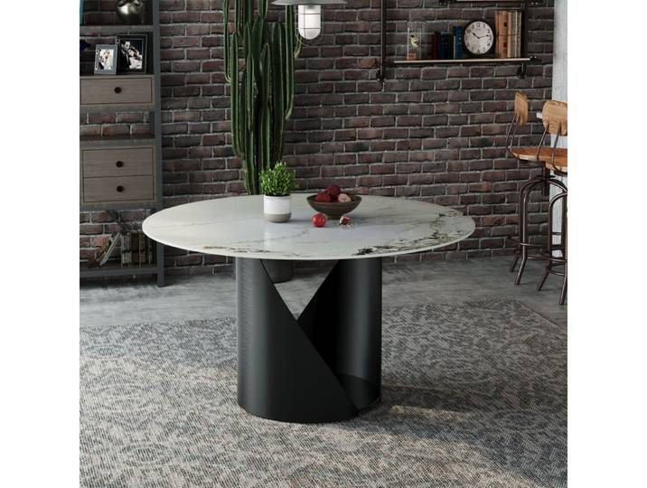 alesvelt Esstisch Verona rund edle Marmor Optik und speziellem Tischbein 127cm (1-Tisch), 127 x 76 cm
