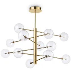 Ideal Lux Pendelleuchte EQUINOXE, 12-flammig, inkl. G4 2W 3000K, Metall / Glas klar, Messing antik IDEA-200125