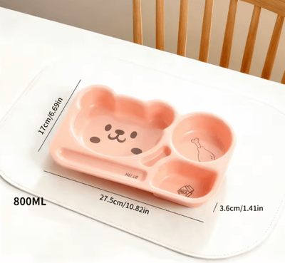 The Handy Homestead Large Capacity Cartoon Divided Salad Plate For Kids & Students pink