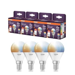 4er Set OSRAM SMART+ LED Tropfenlampe E14 Zigbee DIMM 4,9W wie 40W Tunable white