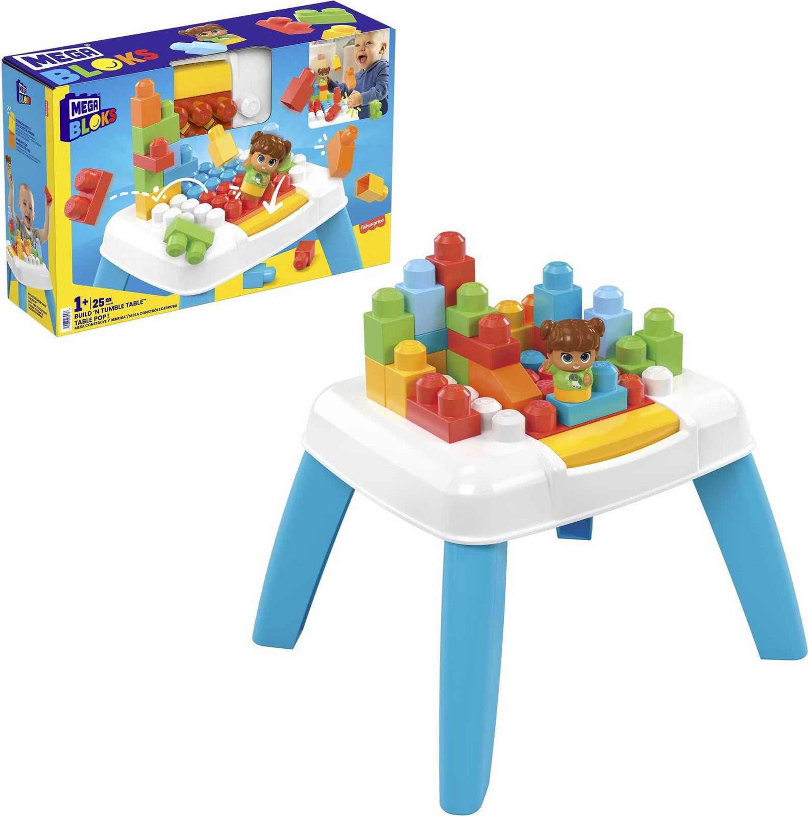 Mega Bloks Bouwtafel met twee functies voor bouwen en laten vallen
