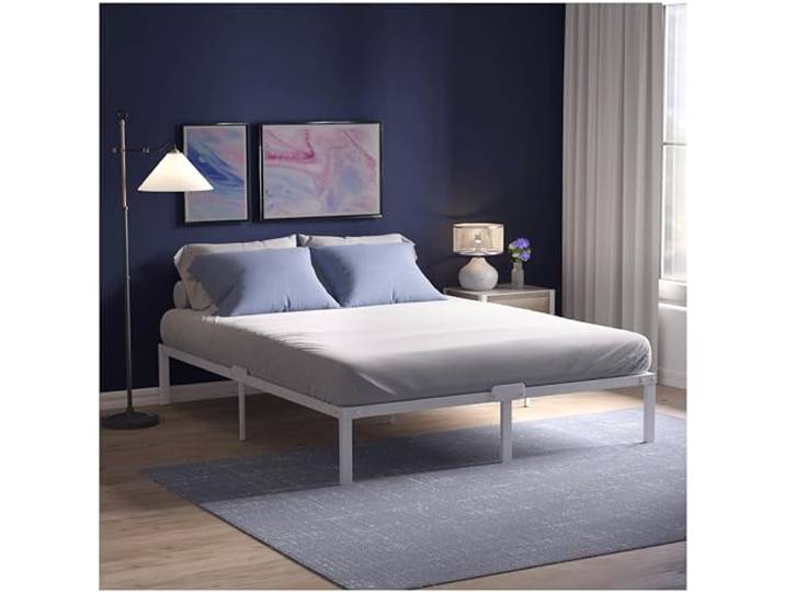 Dreamzie - Bett 180x200 aus Metall mit Lattenrost - 41cm Höhe Weiß · Viel Stauraum · Stabil · Einfache Montage