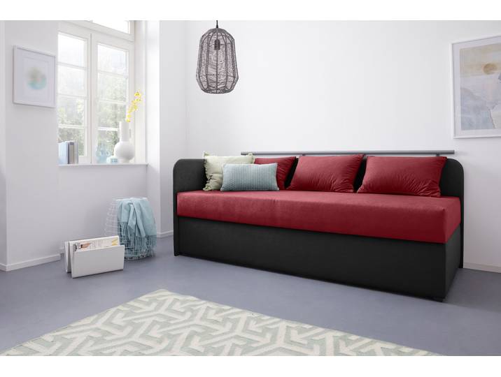 Polsterliege MAINTAL Diana , rot (rot, schwarz), B:83cm, Komplettbetten, Polsterliege