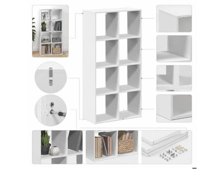 Room divider bookshelf white 69.5 x 29 x 137.5 cm engineered wood.