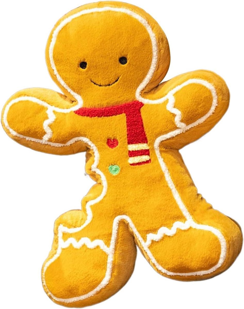 Kruidkoek Kussen Peperkoek Man - Bruin - 25 x 15 cm