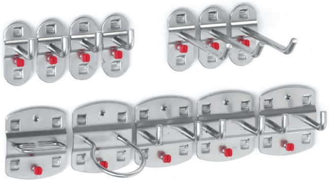 Assortiment de porte-outils 12-pcs.revêtu plastique p. panneaux perforés 9 croch ; Kappes (4027.02.0001)