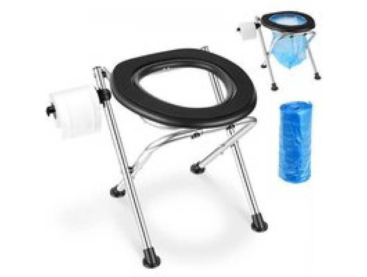 VEVOR Toilette de Camping Pliable, Toilette Portable avec Capacité de Charge de 160 kg, pour Domicile Camping-car Caravane Bateau Randonnée Extérieur, WC de Voyage Chaise en Acier Inoxydable