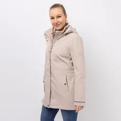 CENTIGRADE Softshelljacke lange Form 2-Wege-Reißverschluss abnehmbare Kapuze