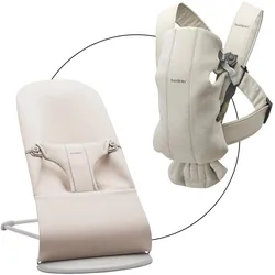 BabyBjörn Bundle Babywippe Bliss 3D & Babytrage Mini, beige