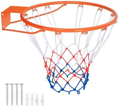 Costway 15 Inch Basketball Rim Goal Replacement with All Weather Net and Mounting Hardware-Orange