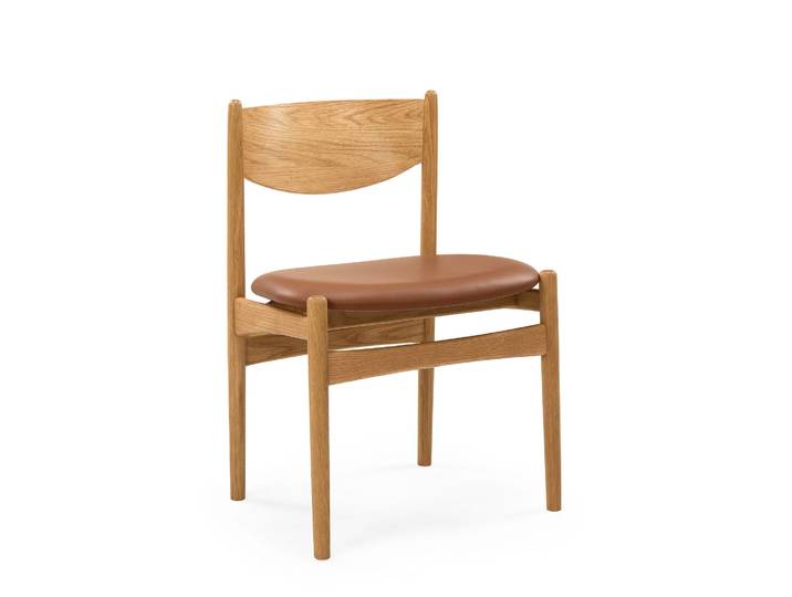Struct Esszimmerstuhl, Eiche natur Leder Cognac