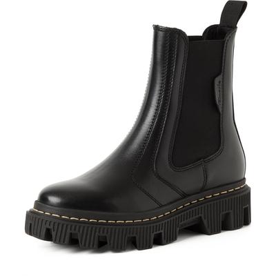 Chelseaboots TAMARIS, Damen, Gr. 37, schwarz, Leder, Schuhe Chelseaboots, Blockabsatz, Stiefelette mit Kontrast-Rahmennaht