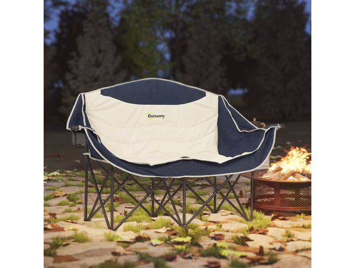 Outsunny Fauteuil Pliant 2 Places Camping 250kg Bleu