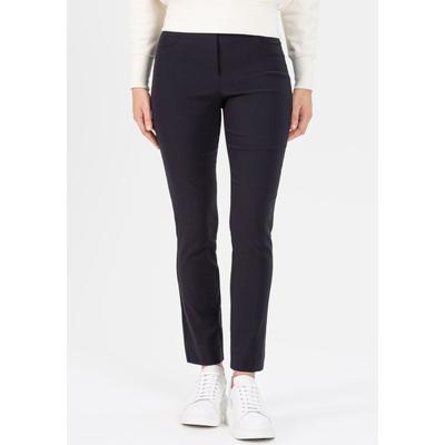 Stoffhose STEHMANN "Loli", Damen, Gr. 36, N-Gr, blau (marine), Web, Obermaterial: 72% Viskose, 25% Polyamid, 3% Elasthan, unifarben, gerade, unten schmal lang, Hosen Stoffhose, Sommerhose mit Schlitz am Beinabschluss