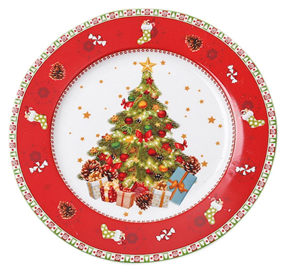 Dripio Keramisch kerstbord, Rood, 25 cm