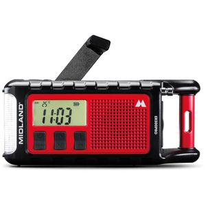 Midland Radio ER 300 Pro Outdoor, Akku, Kurbel, Bluetooth, USB, rot/schwarz