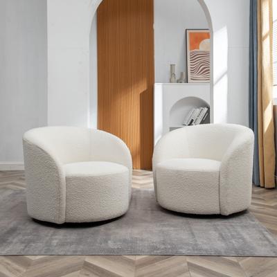 "KINWELL 34"" Wide Upholstered Swivel Accent Barrel Chair (Set of 2)"