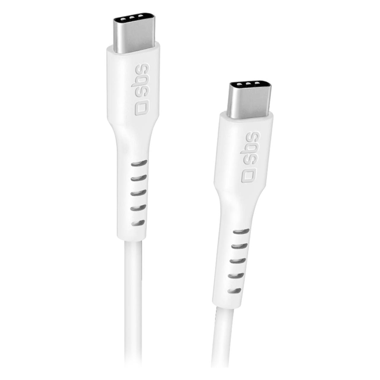 SBS Lade-/Datenkabel USB-C auf USB-C 1,5m 100 W-Power weiss (1.50 m, 100 W) (TECABLE15TCC100W)