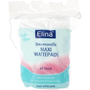 Elina-med Wattepads Maxi Sanfte Pflege, oval, extra groß, fusselfrei, aus Baumwolle, 40 Pads