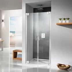 HSK Pendeltür Nische „K2P“ Glas Grau, Profile Chromoptik (Alu Hochglanz poliert), Scharniere nicht pendelbar, H: 2000 mm