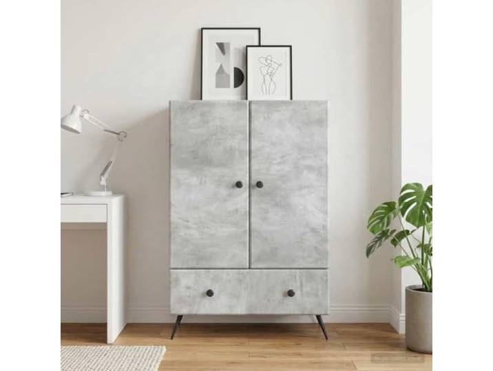 RJPLMFV Anrichte, grau, Beton, 66 x 34,5 x 95 cm, Holz, Technik Aufbewahrungsmöbel für Esszimmer, Regalfächer, klassisches Design, Montage erforderlich