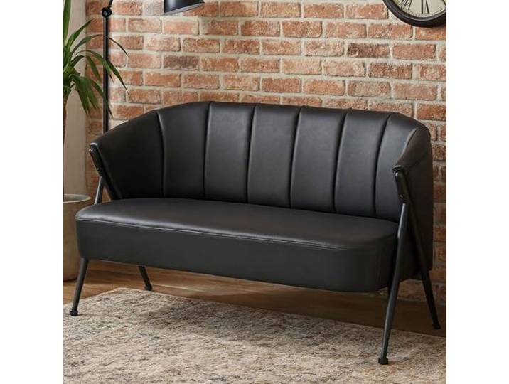 Mendler 2er-Sofa HWC-P30 Metall - schwarz