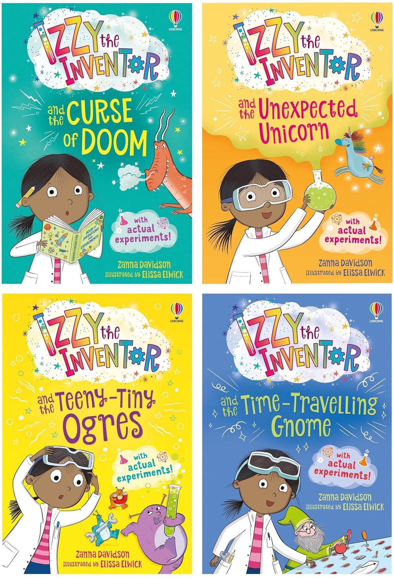 Usborne Izzy the Inventor 4 Books Collection Set by Zanna Davidson – Funny Adventure Stories Collection for Kids