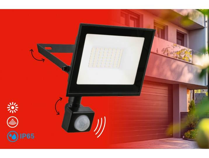 LED Flutlichtstrahler BRILONER LEUCHTEN VARO , schwarz (matt, schwarz), H:7cm Ø:28cm, Leuchten, LED Flutlichtstrahler, 14x19x4 cm, Garage, Garten, Auffahrt