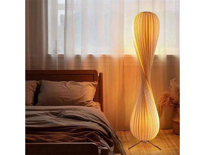 Lampe sur pied en bois Wabi Sabi, design créatif japonais, style jupe en herbe, pour salon, chambre, art déco, design simple, lampe sur pied pour canapé.