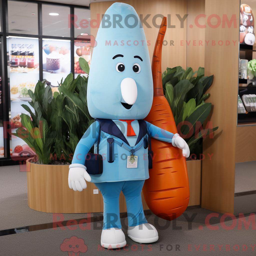 Maskottchenkostüm REDBROKOLY Sky Blue Carrot mit Bomberjacke und Aktentasche