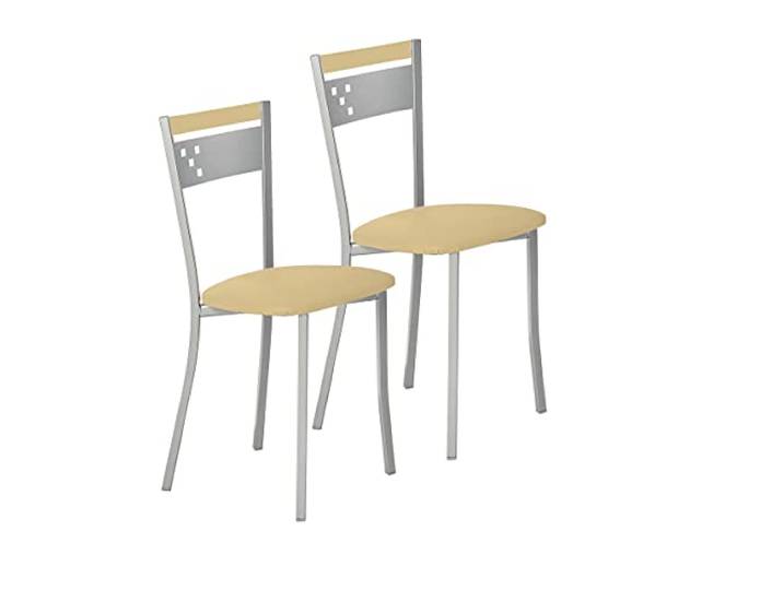 ASTIMESA Zwei Küchenstühle aus Metall, Rückenlehne und Sitzfläche, Beige