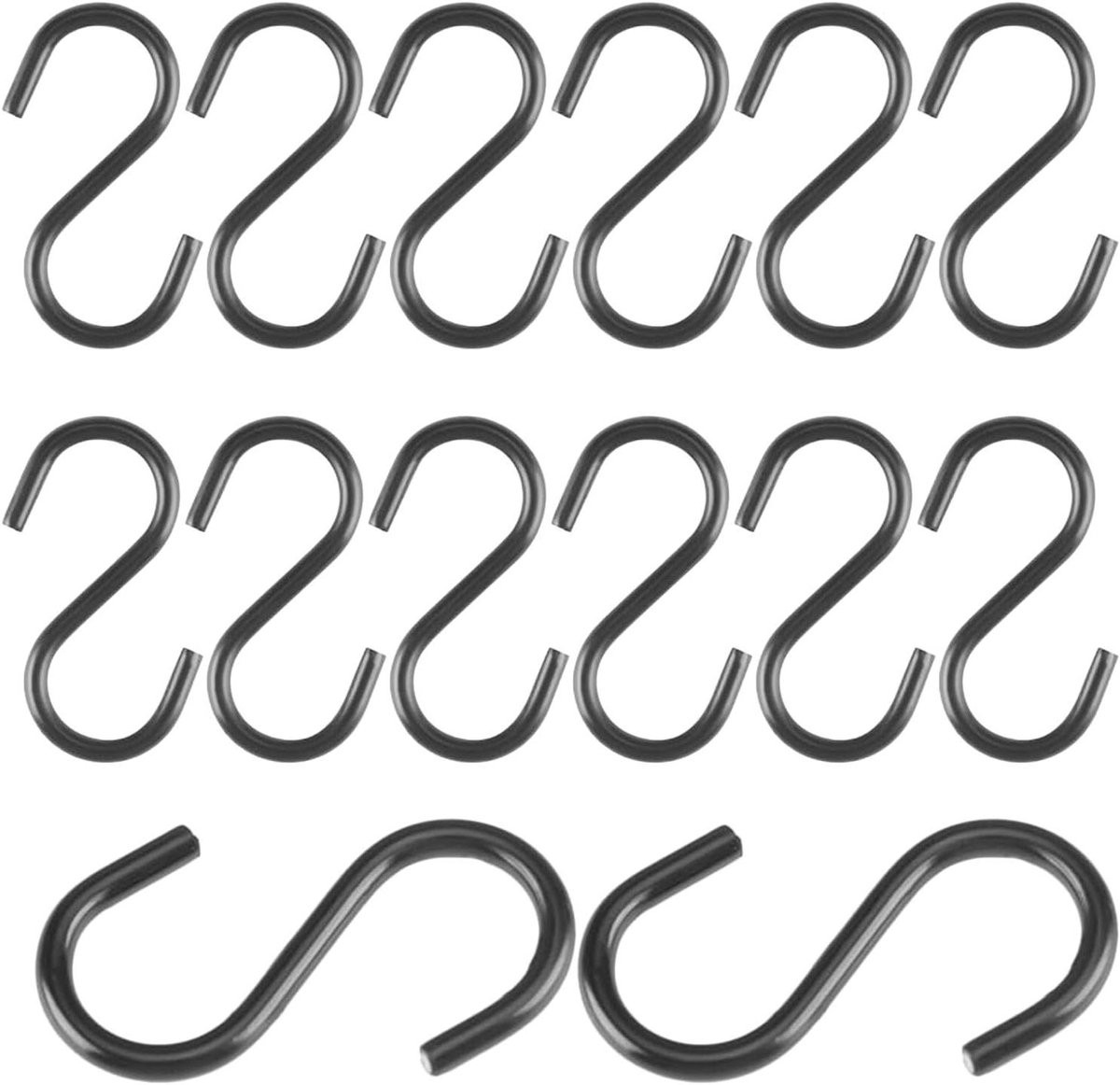 Mini S Haakjes Zwart - 100 Stuks - Compacte Metalen Ophanghaken voor Decoratie