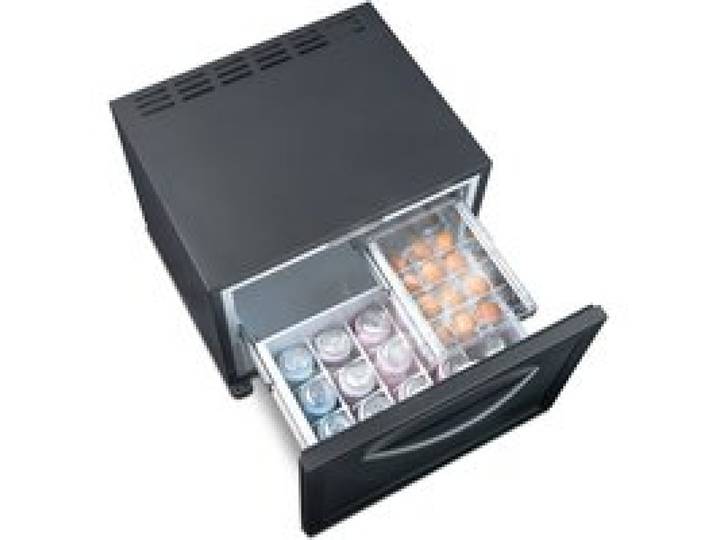 Réfrigérateur à Tiroir-50L-Mini Frigo Encastrable-12V/220V-avec LED et Contrôle Mécanique-pour Camping/Bureau/Maison-Noir