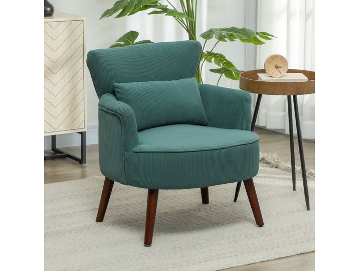 HOMCOM Fauteuil Moderne Rembourré avec Coussin Vert Foncé