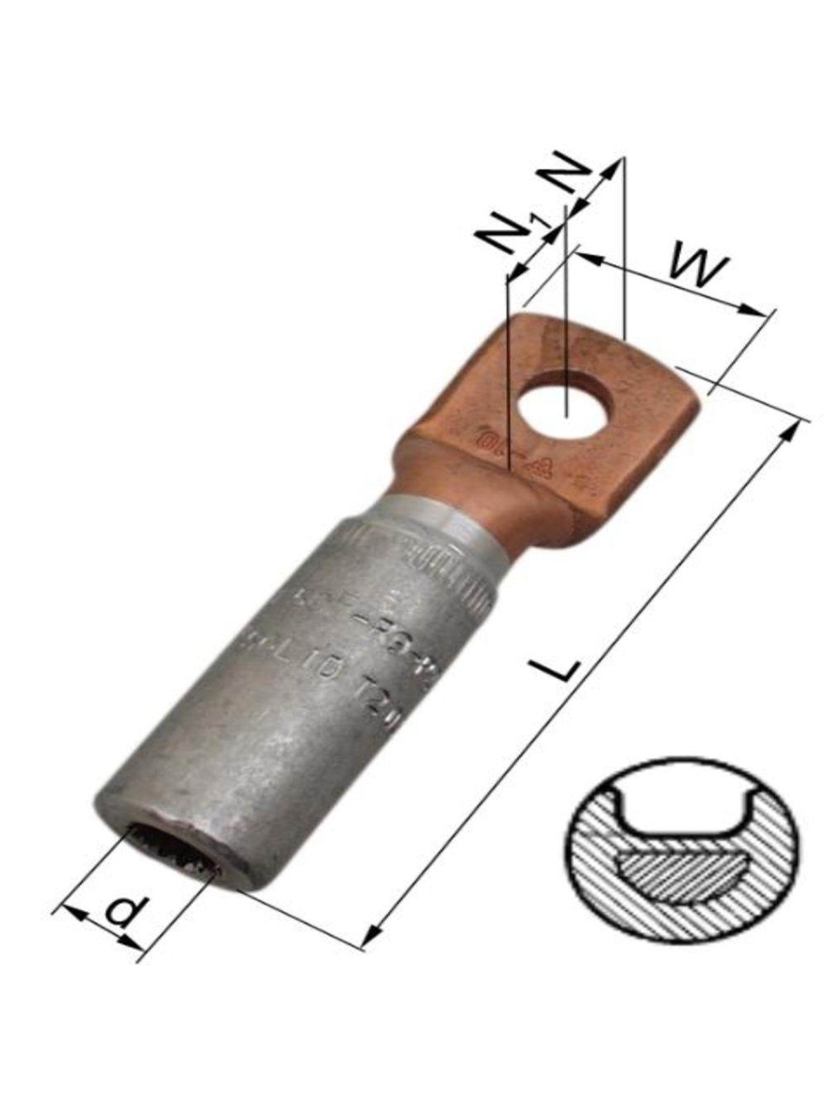 Elpress Alcu-terminal akk240-12 240mm2 sm/rm m12