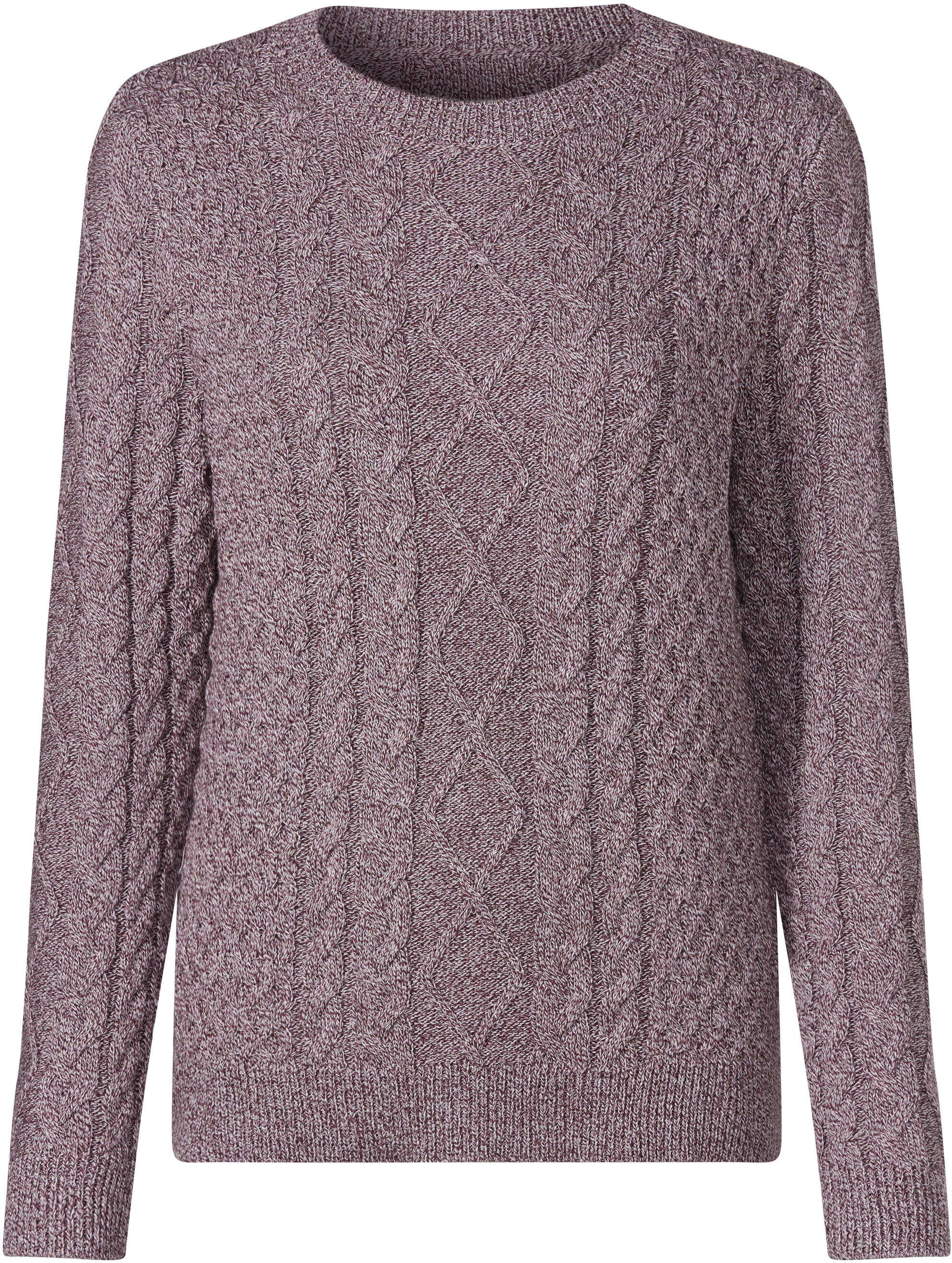 Strickpullover WITT "Strickpullover Strickpullover im Mustermix", Damen, Gr. 48, lila (burgund, meliert), Strick, , Modisch, Rundhals, Pullover Strickpullover