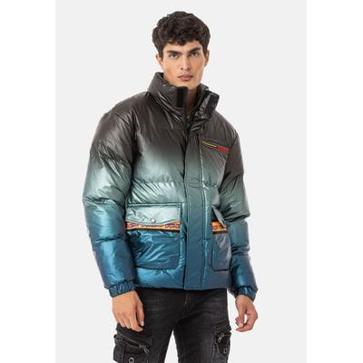 Winterjacke CIPO & BAXX "Jacke", Herren, Gr. M, blau, Stoff, 100% Polyester, gemustert, regular fit normal, Jacken Winterjacke, mit Farbverlauf-Muster