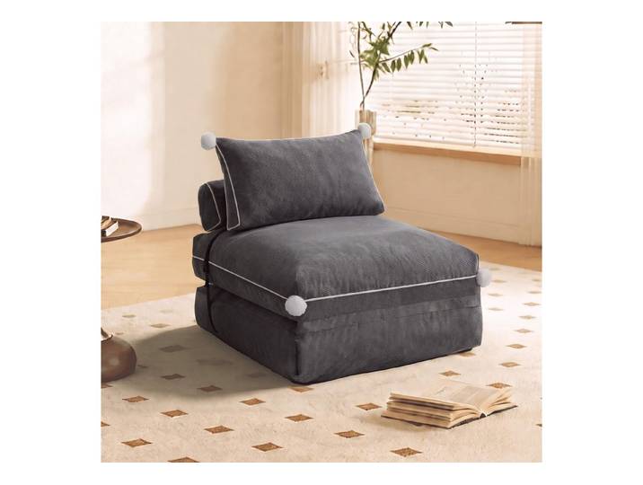 Urhanherry Schlafsofa mit Rückenstütze und Kissen, Faltbares, Dunkelgrau/Beige, 1 Teile, Drei in einem, Faltbar
