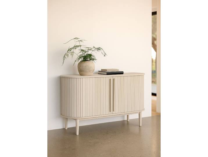 Furniertes Sideboard 140 x 76 x 45cm Holz/Beige/Eiche Hell