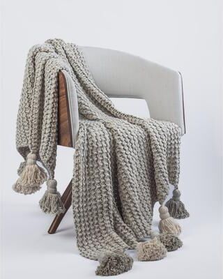 Amity Home Lang, Cotton, Grey, Throw