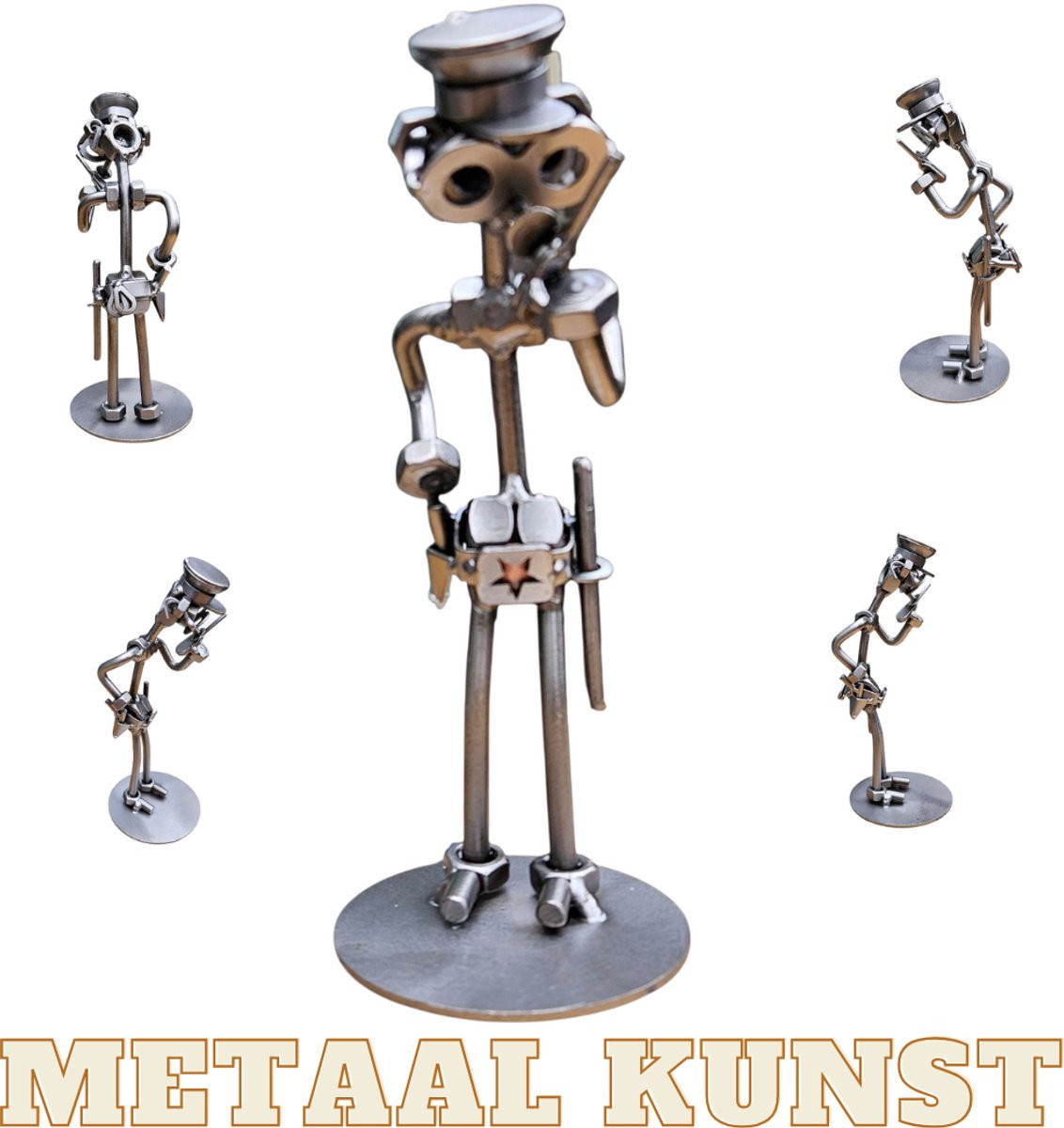 Uniek metalen beeldje van een politieagent voor op tafel